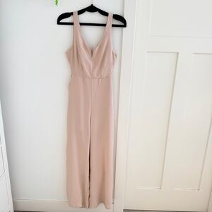 The Nines Boutique NWT Women's Soft Neutral Tone Open Tie Back Jumpsuit Small
